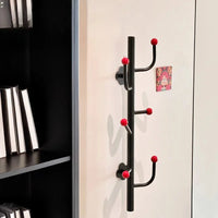 Wall-mounted coat rack with ball hooks, vertical organizer with 4 or 6 hooks