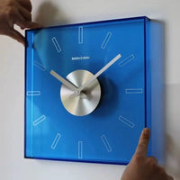 Modern Transparent Clock Klein Blue Wall Hanging Clock Timepiece for Bedroom Living Room Office Acrylic Square Wall Decor-Letifly Lights and Decor