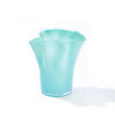 Glass vase gradient color wavy rim handblown ruffle edge pastel dotted accents