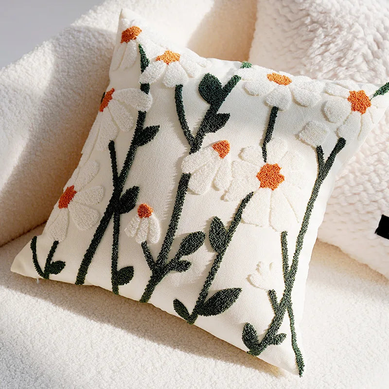 textured neutral throw pillow cover tufted cotton decorative cushion