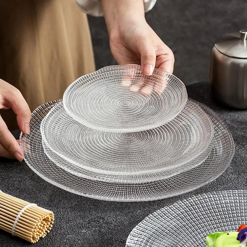 Creative Transparent Glass Western Food Plate Kitchen Tableware Living Room Home Coffee Table Dried Fruit Snacks Display Tray-Letifly Lights and Decor