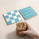 2Pcs Square Mosaic Glass Coaster Set, Heat Resistant Drink Cup Mats, Non-Slip Cork Base Table Protection Mat, Modern Minimalist-Letifly Lights and Decor