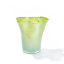 Glass vase gradient color wavy rim handblown ruffle edge pastel dotted accents