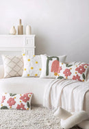 Floral embroidered cotton throw pillow cover daisy design cozy decorative cushion