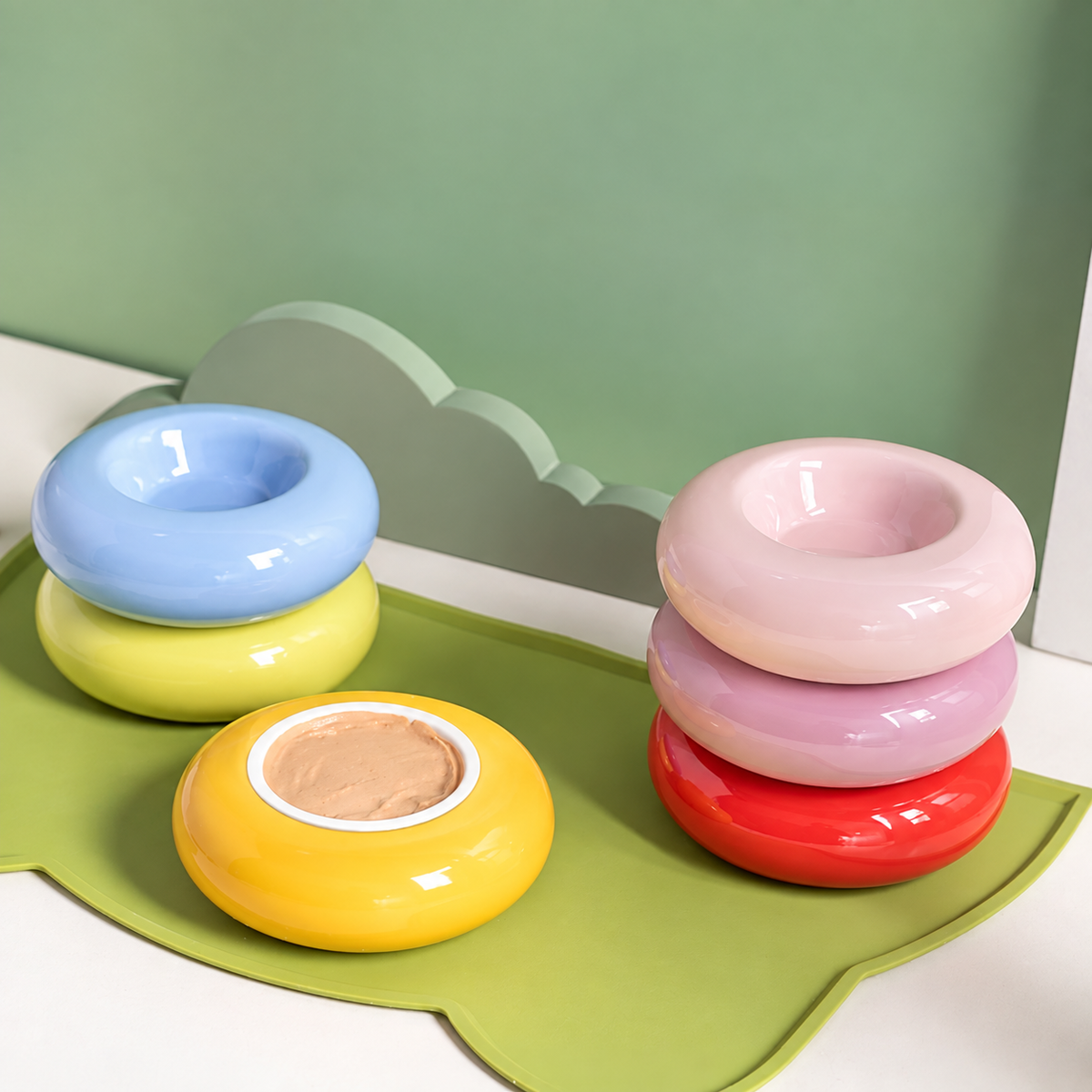 Donut Ring Ceramic Pet Bowl