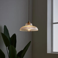 Linden Glow Ribbed Pendant Light Ribbed glass pendant light with brass hardware Nordic hanging lamp