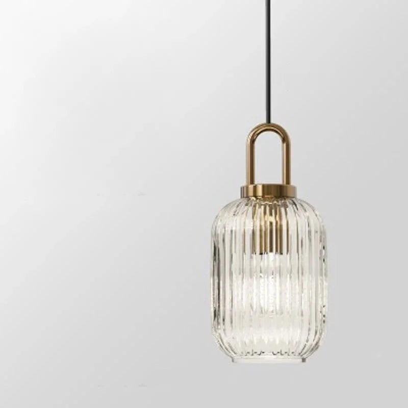 Clara Ridge Glass Pendant Lamps clear ribbed glass pendant lamp gold accent modern lighting for living room dining room bedroom