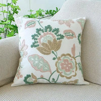 Embroidered Cotton Pillow Cover Nordic Floral Cushion Decorative Sofa Pillow