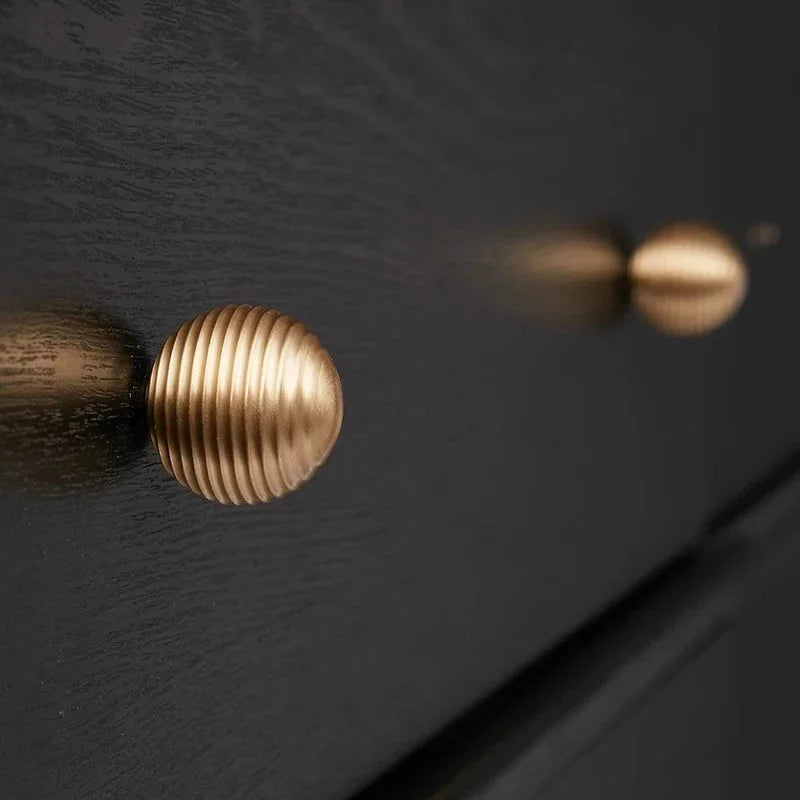 Brass Drawer Knob Gold Thread Shape Furniture Handle Kitchen Cabinet Handle Single Hole Ball Bedroom Wardrobe Handle-Letifly Lights and Decor