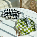 European Chessboard Ceramic Plate Black and White Checkered Irregular Tableware Dinner Plate Dinner Set Plates and Dishes-Letifly Lights and Decor