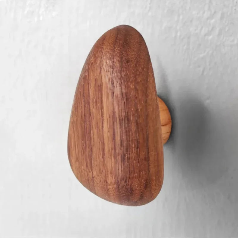 Cabinet handle solid walnut smooth pebble shape modern design