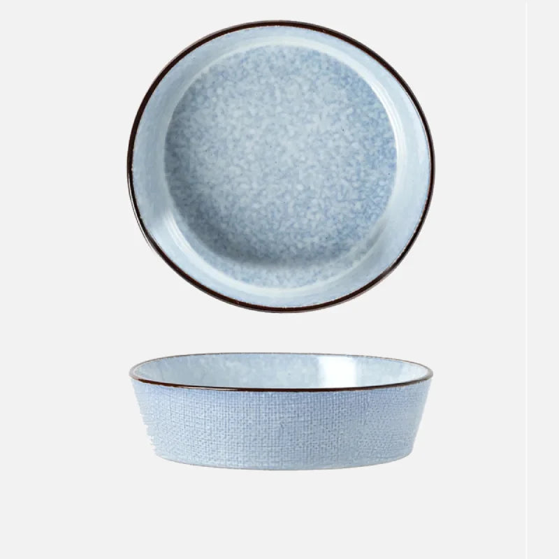 Ceramic salad bowl vintage textured glaze wide shallow durable rustic