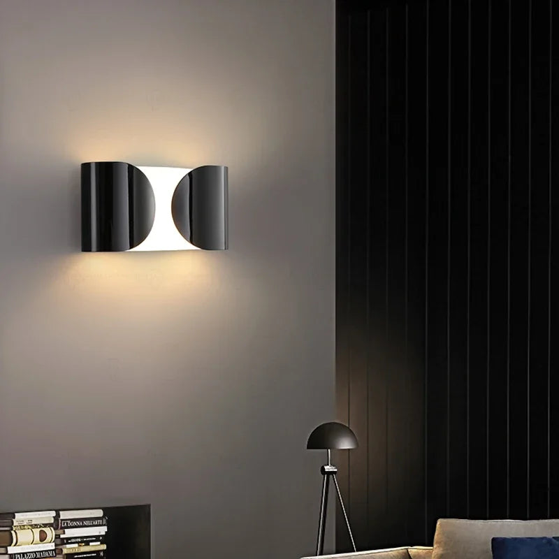 The Dichotomy Wall Light Modern wall light metal chrome black gold white dual glow contemporary lighting