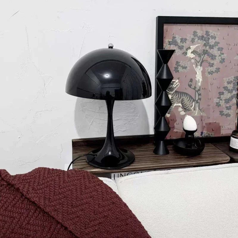 Table lamp dome silhouette glossy finish mid century style mushroom table lamp