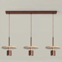 Forest Canopy Travertine pendant light, natural stone and wood kitchen island chandelier, luxury marble dining bedroom bedside aisle hanging lamp