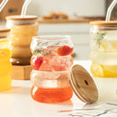 bubble glass cup bamboo lid straw borosilicate eco-friendly drinkware