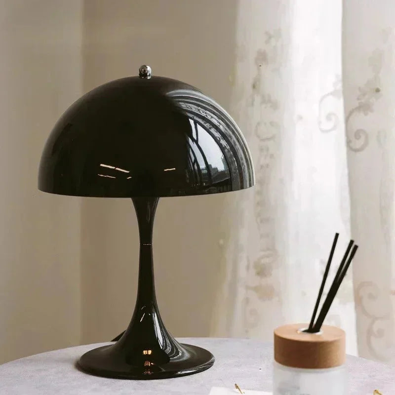 Table lamp dome silhouette glossy finish mid century style mushroom table lamp