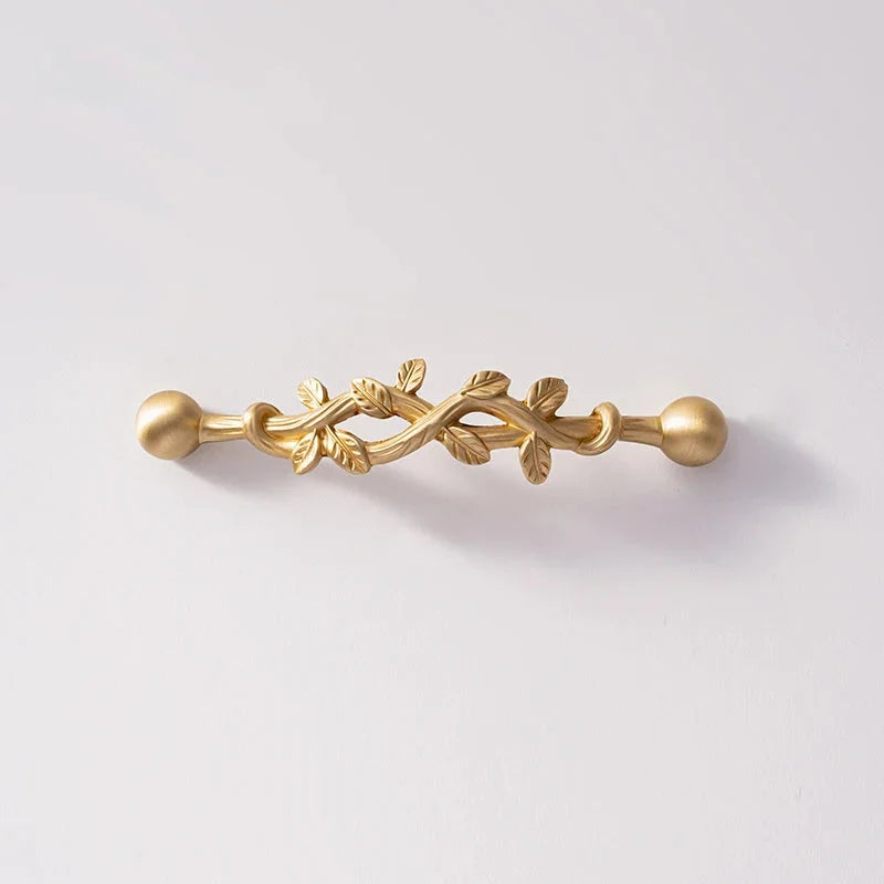 Santaya Brushed Brass Handles Vine-shaped for Kitchen Cabinets Bedroom Wardrobe Drawer Knobs and Furniture Handle-Letifly Lights and Decor