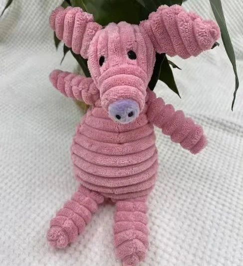 Plush corduroy squeaky dog toy animal shape durable chew toy for puppies and dogs