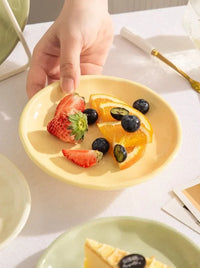 Luna Creme Pastel ceramic snack plates wavy edge hand-glazed modern dish set