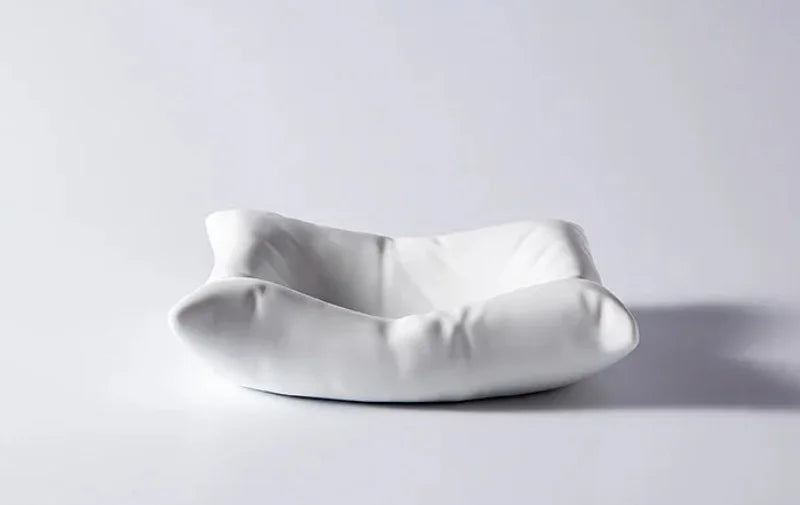 Creative pillow ceramic cold dish, high-end hotel artistic tableware, Cushion Contour Bowl for modern sculptural plating