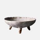 Stoneware pedestal dish footed ceramic matte textured tray