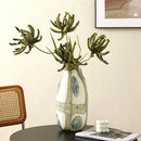 Glass vase cream green blue pebble pattern polished finish