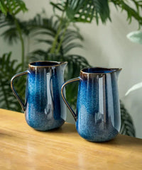 Ceramic ombre pitcher glossy gradient blue serving carafe modern decorative vase home tableware
