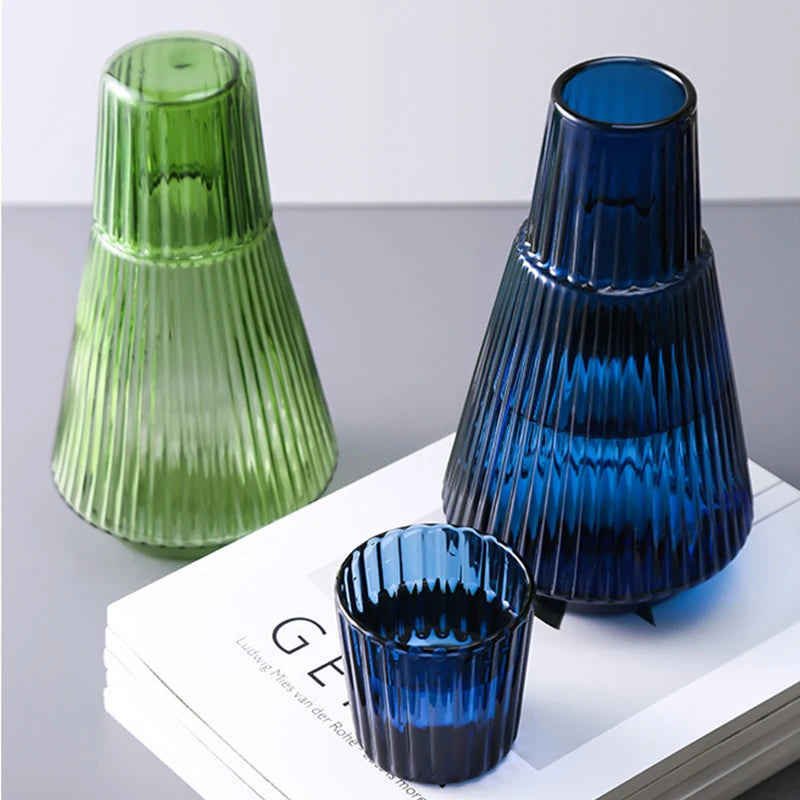 Pleated Glass Carafe & Cup Set