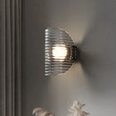 Modern ribbed glass wall lamp black finish ambient lighting half moon sconce contemporary interior