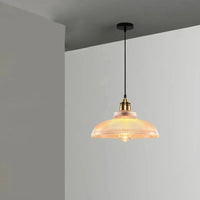 Linden Glow Ribbed Pendant Light Ribbed glass pendant light with brass hardware Nordic hanging lamp