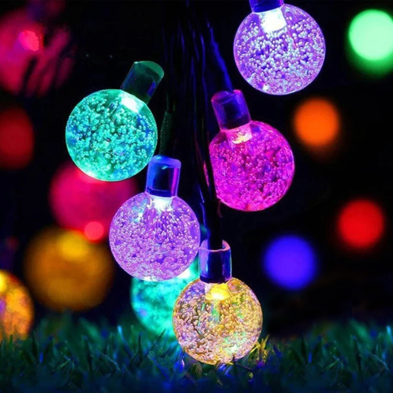 solar globe LED string lights for patio and garden