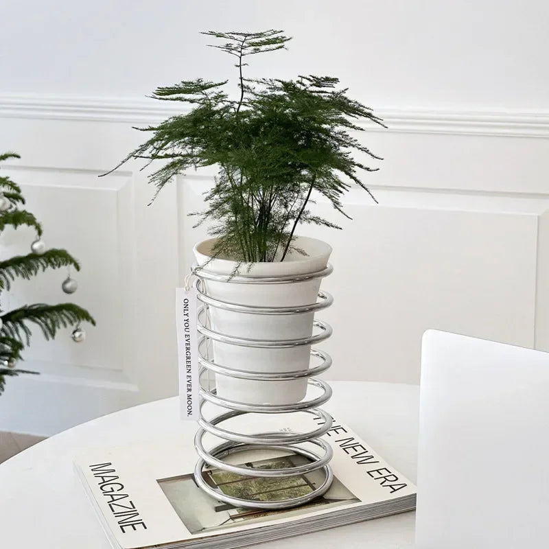 floor plant stand indoor wire Spring Wire Planter Stand: Elegant Stainless Steel Holder for Plants