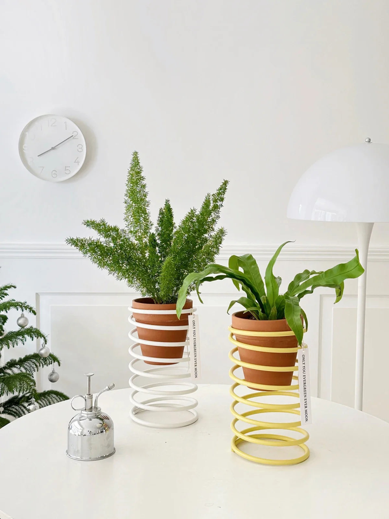 wire plant pot stand Spring Wire Planter Stand: Elegant Stainless Steel Holder for Plants – Letifly Lights & Decor