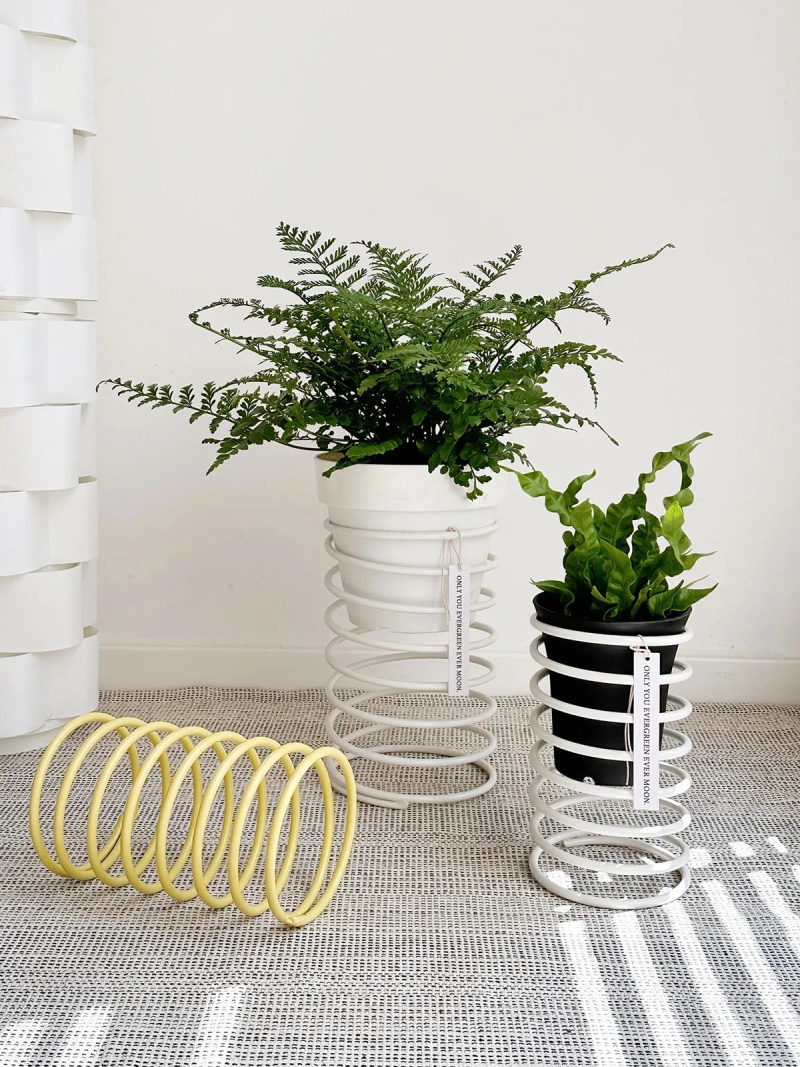 wire plant pot stand Spring Wire Planter Stand: Elegant Stainless Steel Holder for Plants – Letifly Lights & Decor