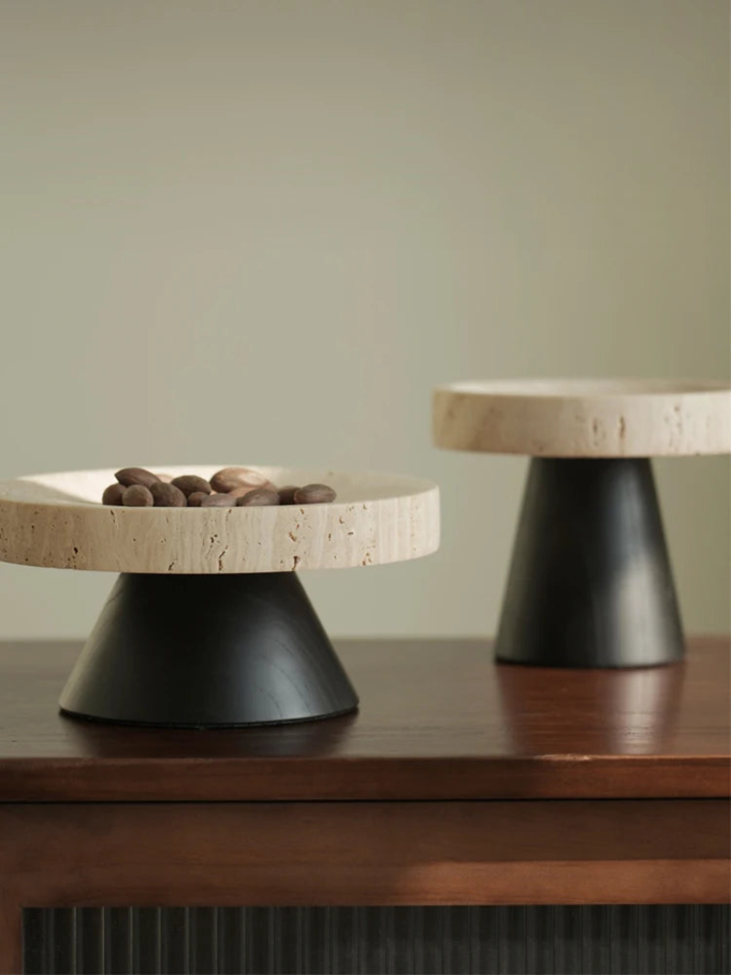 travertine marble pedestal tray marble elevated display tray