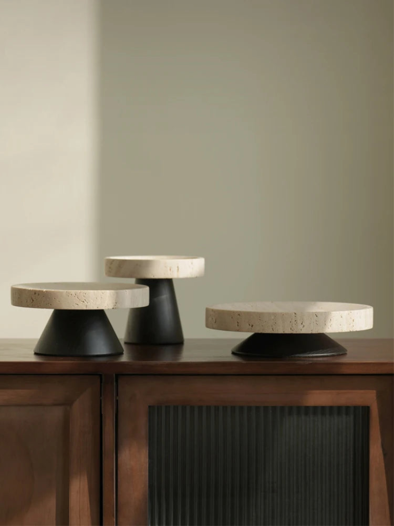 travertine marble pedestal tray marble elevated display tray