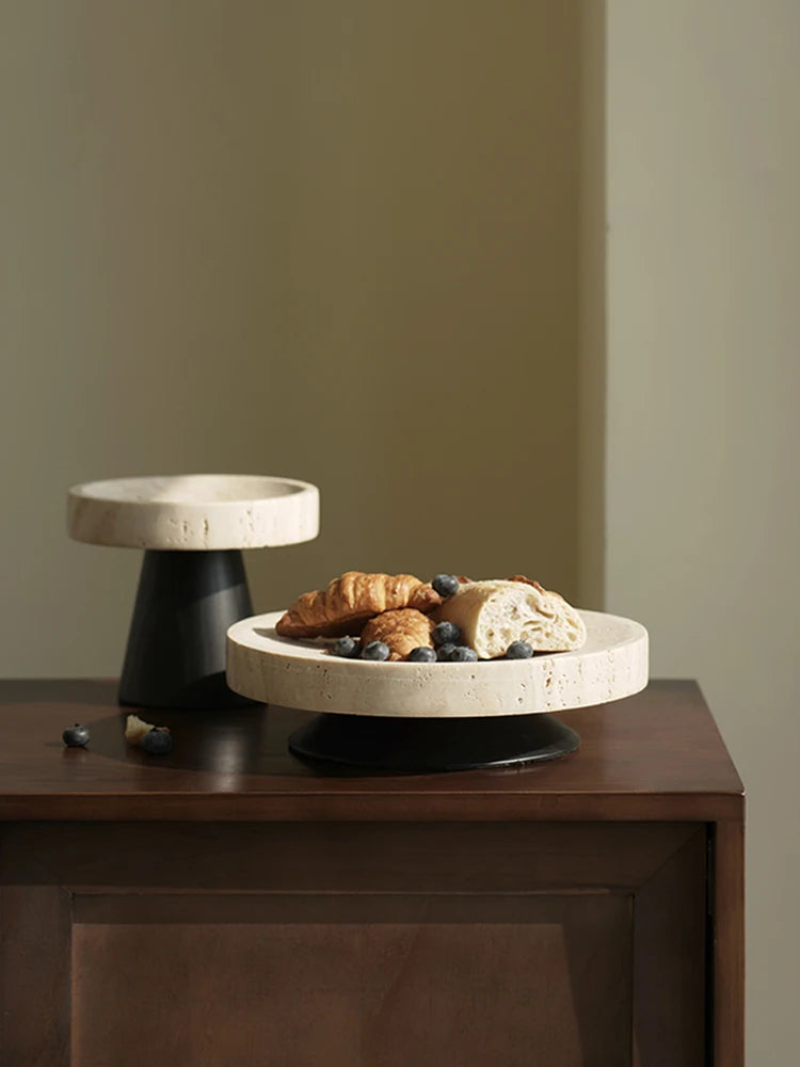 travertine marble pedestal tray marble elevated display tray