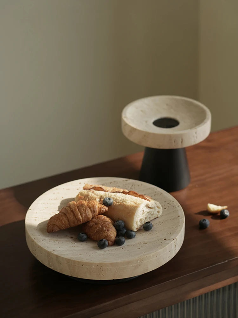 travertine marble pedestal tray marble elevated display tray