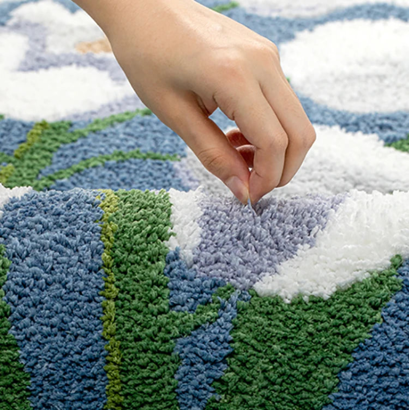 tulip print tufted carpet rug non slip rug plush carpet floral print tulip carpet