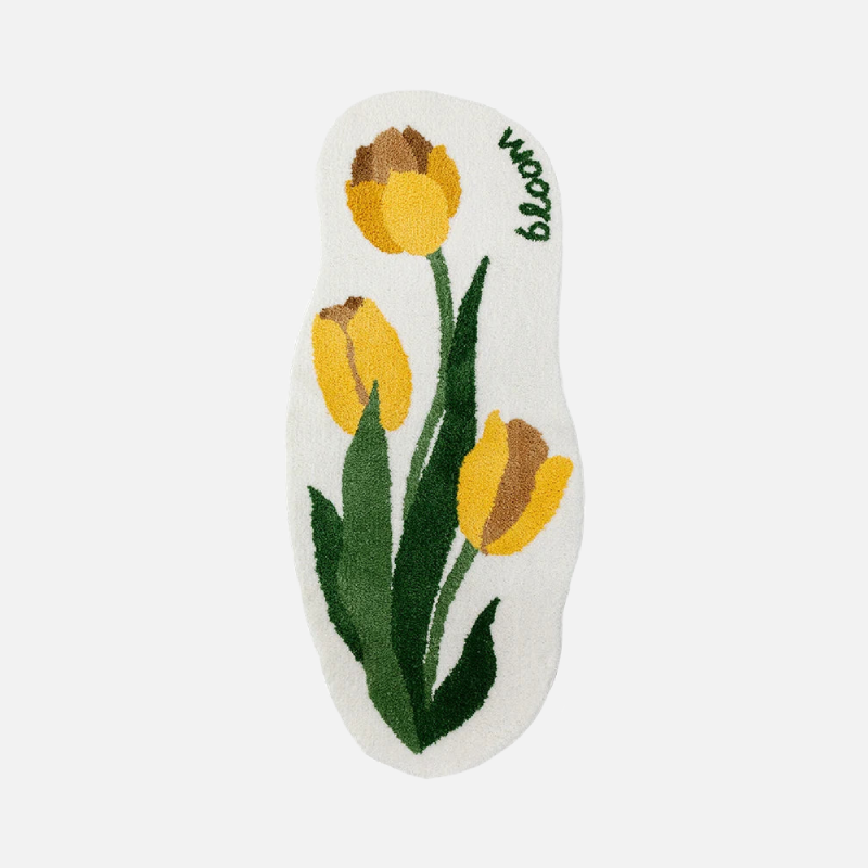 tulip print tufted carpet rug non slip rug plush carpet floral print tulip carpet