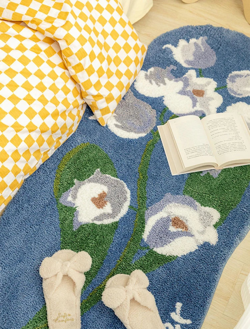 tulip print tufted carpet rug non slip rug plush carpet floral print tulip carpet