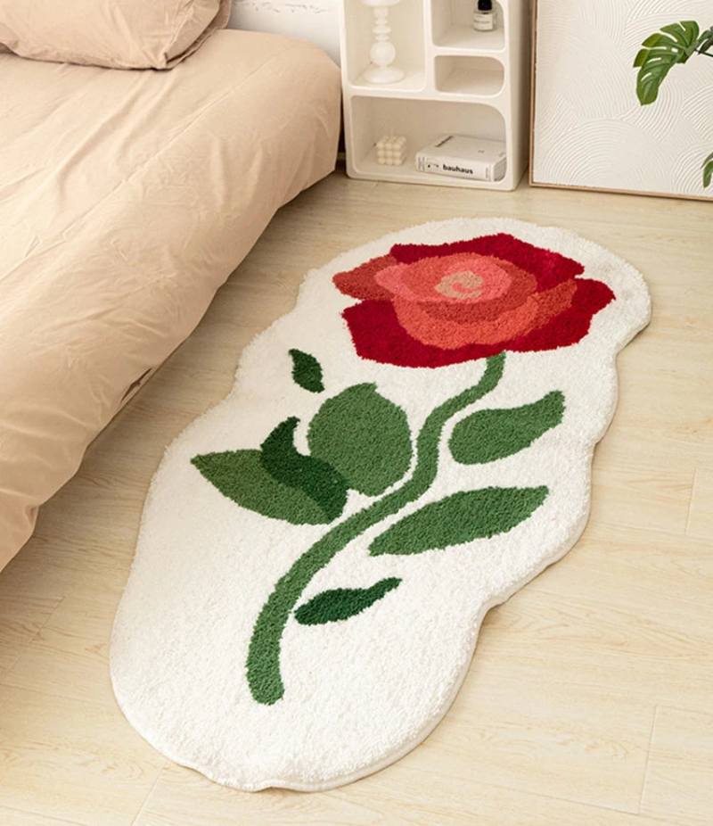 tulip print tufted carpet rug non slip rug plush carpet floral print tulip carpet
