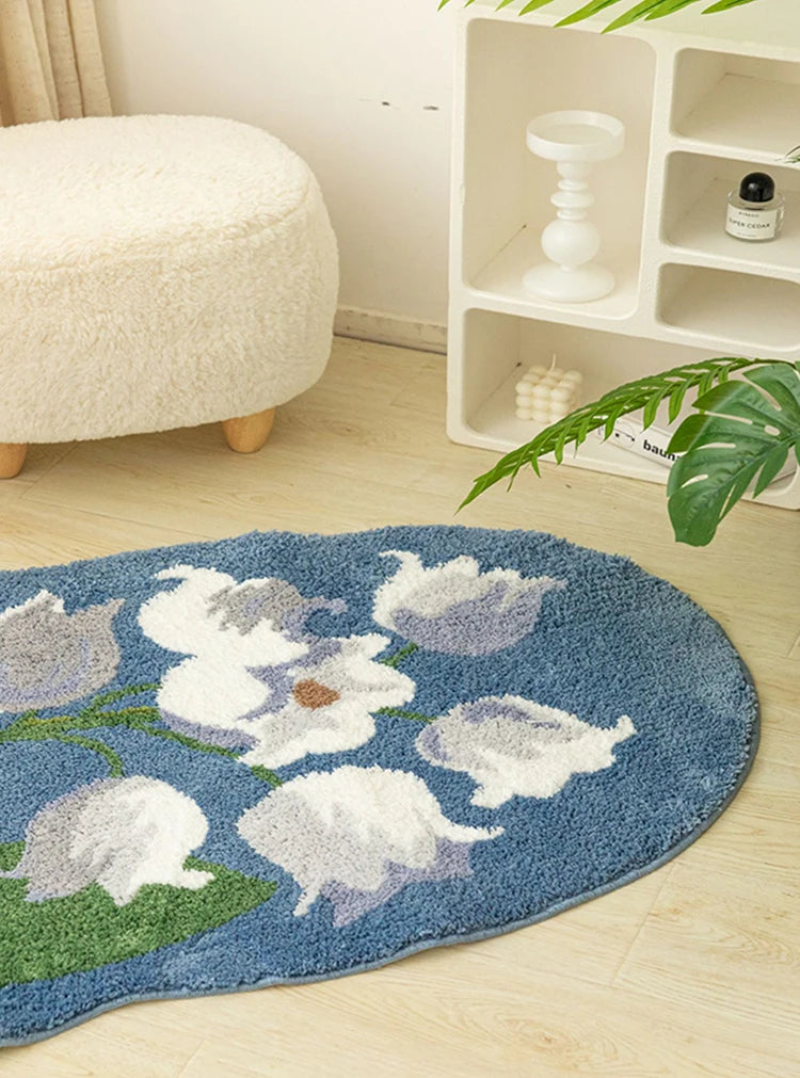 tulip print tufted carpet rug non slip rug plush carpet floral print tulip carpet