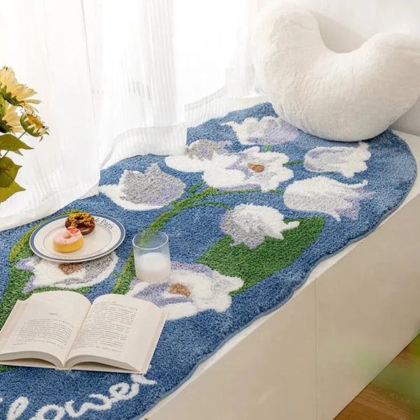 tulip print tufted carpet rug non slip rug plush carpet floral print tulip carpet