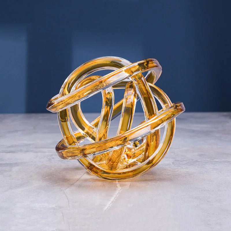Handcrafted twisted coil glass sculpture minimalist desk decoration