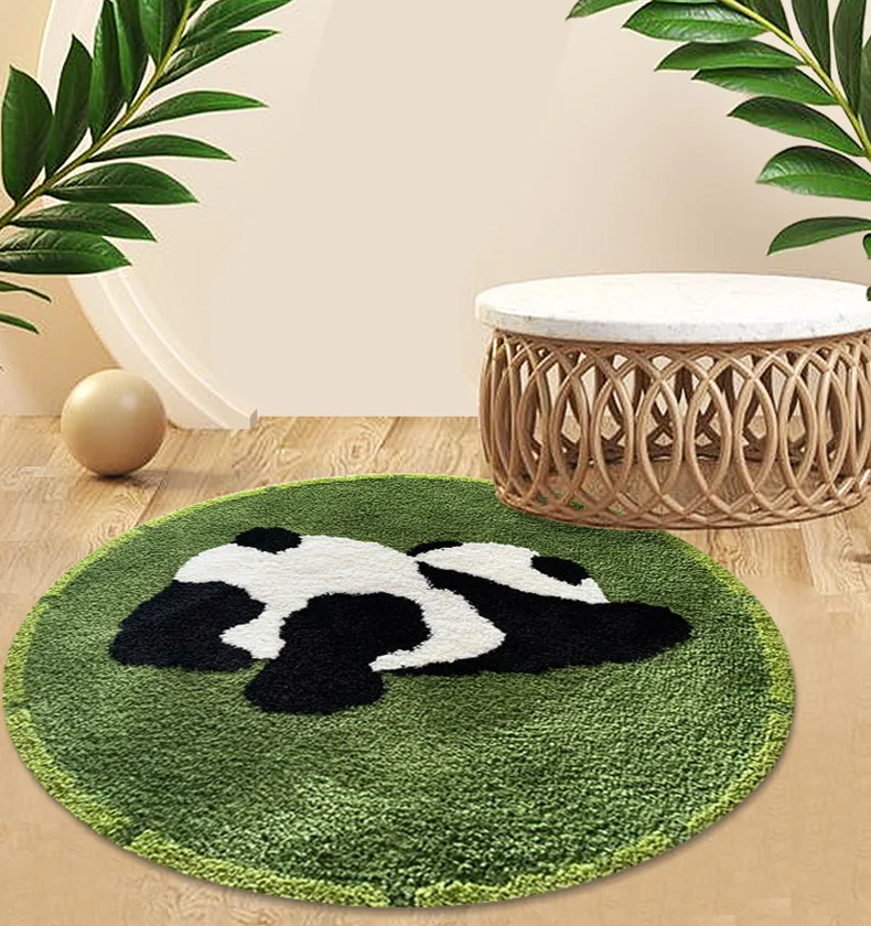 Round plush rug panda bunny fluffy cozy durable bedroom floor mat home décor