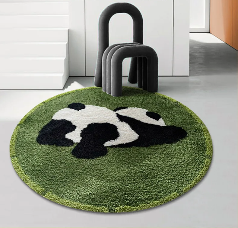 Round plush rug panda bunny fluffy cozy durable bedroom floor mat home décor