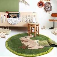 Round plush rug panda bunny fluffy cozy durable bedroom floor mat home décor