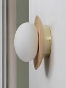 Walnut Wood Brass lighting Wall sconce round globe glass rustic wall lighting